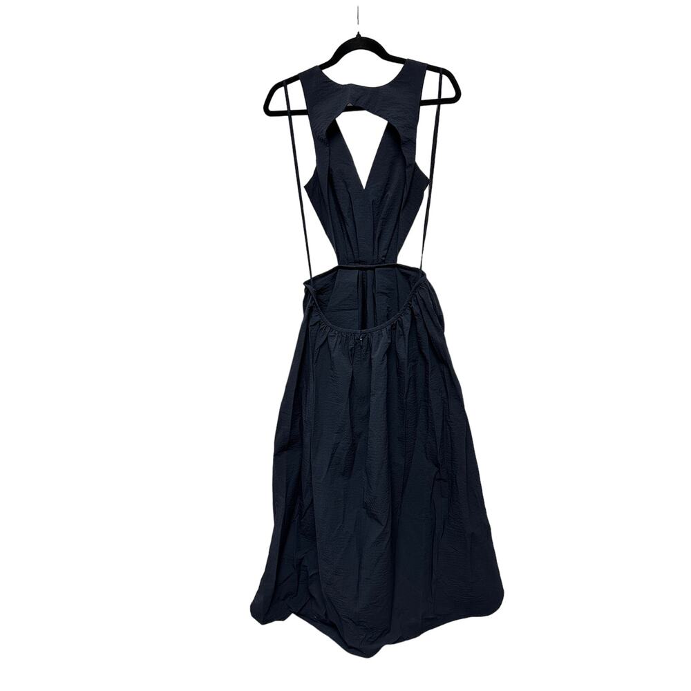 DEVEAUX Madelyn Cutout Cotton-seersucker Midi Dress - Picture 3 of 14